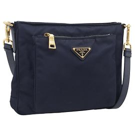 PRADA Bolso de Hombro Nylon Navy Gold Otro