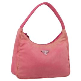 PRADA Pochette à main Nylon Rose Argent Autre