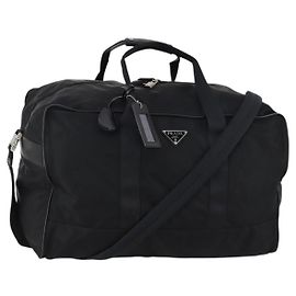 PRADA Boston Bag Nylon 2way Black Silver Other