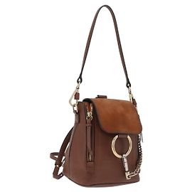 Chloé Chloe Faye Mini Sac à Dos Cuir Marron Or Autre