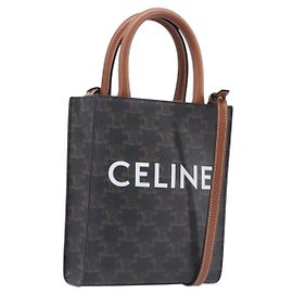 Céline CELINE Macadam Canvas Vertical Caba XS Bag PVC Leather 2way Black Altro