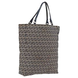 FENDI Zucchino Tote Bag Navy Silver Altro