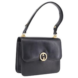 GUCCI Interlocking Schultertasche Leder Schwarz Gold Andere