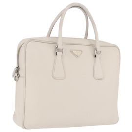 PRADA Bolso de Negocios piel Saffiano White Silver Otro