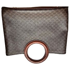 Céline Sac Cabas Vintage Celine "Circle Handle" — Toile Macadam & Cuir Marron