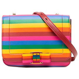 Salvatore Ferragamo Ferragamo Multi Leather Vara Rainbow Crossbody Multicor