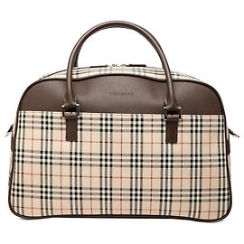 Borsa Boston Burberry Beige House Check Canvas Beige