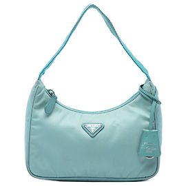Prada Bolsa de Ombro Mini Tessuto Re Edition 2000 Azul Azul Turquesa