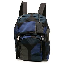Prada Black Tessuto Geometric Backpack Black