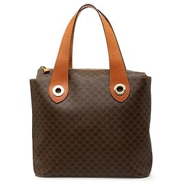 Céline Celine Brown Macadam Coated Canvas Handtasche Braun