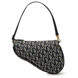 Dior Blue Mini Diorissimo Canvas Saddle Pochette Blue Navy blue