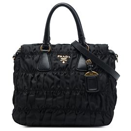 Bolsa Satchel Prada em Tessuto Gaufre Preta Preto