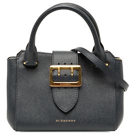 Mala Tote Burberry Blue Small em pele granulada com fivela Azul Azul marinho