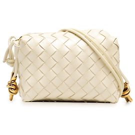 Bottega Veneta Bolso Camera Mini Loop de Nappa Intrecciato Blanco Blanco Blanco roto