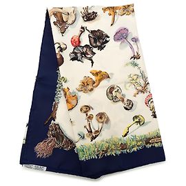 Lenço de seda Hermès White Les Champignons Carre 90 Branco