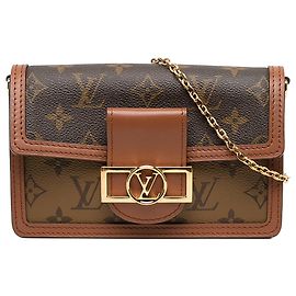 Louis Vuitton Brown Monogram Reverse Dauphine Wallet on Chain Marrom