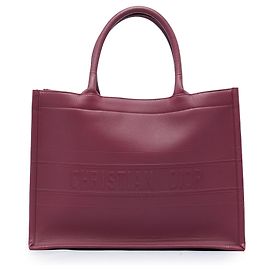 Dior Book Tote Medium em pele gofrada vermelha Vermelho Bordeaux