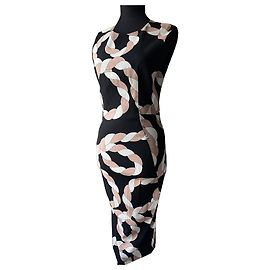 Vestido de viscose Sportmax com estampado de corda em preto, branco e rosa Preto Rosa Branco