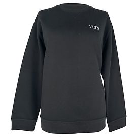 Valentino Garavani VLTN Logo Crew-neck Sweatshirt aus schwarzer Baumwolle Schwarz