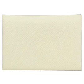 Hermès Hermes Calvi Duo Verso Epsom Card Case White Other