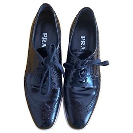 Prada black patent leather brogue shoes Black