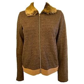 Comme Des Garcons Comme des Garçons Wool Blend Jacket with Fur Collar Brown