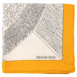 HERMÈS - Sciarpa Hermès in cashmere giallo e bianco Giallo
