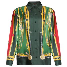 GUCCI - Camicia Gucci in seta verde, gialla e rossa (T42) Verde