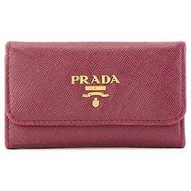 PRADA - Pochette clés Prada en cuir saffiano violet Purple