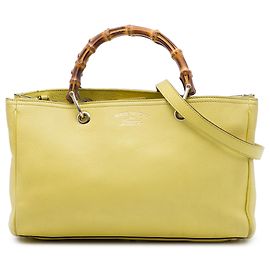 Bolsa Gucci Medium Bamboo Shopper em couro de bezerro amarelo Amarelo