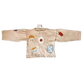 Autre Marque Pull en laine beige à motifs brodés Multicolore Beige