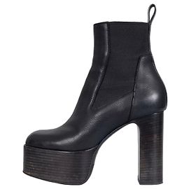 Botas de cano curto com plataforma em couro preto Rick Owens EU 38 usadas Outro