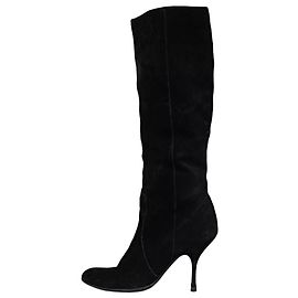 Gucci Black Suede Knee-High Stiletto Boots EU 38 Pre-owned Other