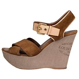 Louis Vuitton Brown Suede Monogram Platform Sandals EU 41 Pre-owned Other