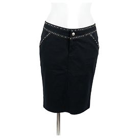 Versace Jeans Couture Gonna Mini in Cotone Nera con Borchie Nero