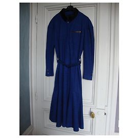 Autre Marque Vestido de lã azul elétrico Roge Jahn com cinto Azul