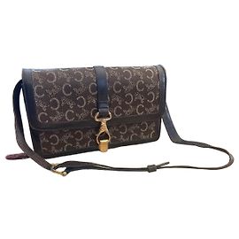 Céline CELINE Monogram Brown Leather Messenger Bag Brown