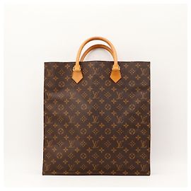 Louis Vuitton Monogram Tote Bag Brown Leather Brown