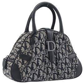 Christian Dior Trotter Canvas Double Saddle Hand Bag Black Silver Auth ka6987V - Jerrillo Outro