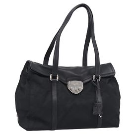 Bolsa de mão PRADA Nylon Preto Prata Auth ep16937V - Jerrillo Outro