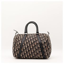 Bolsa Boston Dior Monogram Canvas Leather Marrom Preto