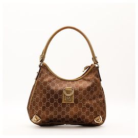 Bolsa Hobo Gucci Monogram Canvas Brown Marrom