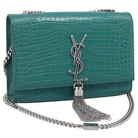 Autre Marque Saint Laurent Kate Chain Bag Cuir Effet Croco Vert Argent Auth 210206M - Jerrillo Autre
