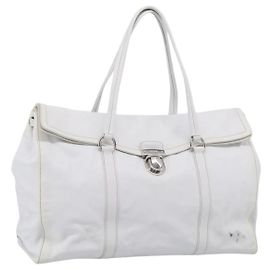 PRADA Sac Tote Cuir Blanc Argent Auth 211540A - Jerrillo Autre