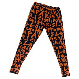 Pantalones Louis Vuitton Monogram Print Negro Naranja