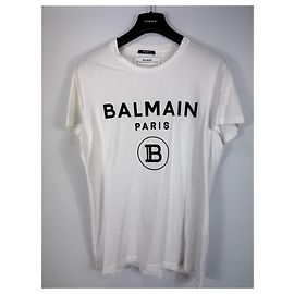 Balmain Paris Logo T-Shirt aus Baumwolle - Weiß Weiß