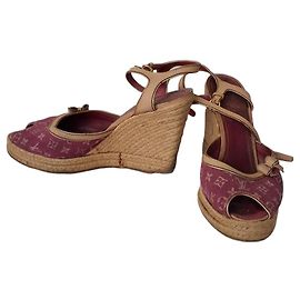Louis Vuitton Monogram Canvas Keilabsatz-Espadrilles Pink Beige