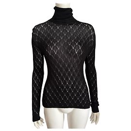 Chanel Black Viscose Polyamide Turtleneck Sweater Black