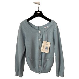 Chanel Damen-Cardigan hellblau aus Kaschmir Hellblau