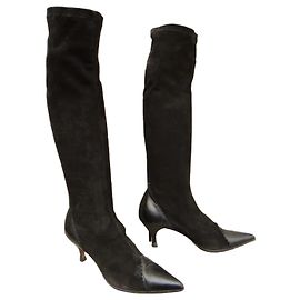Dior Vintage Stretch Suede High Boots Black